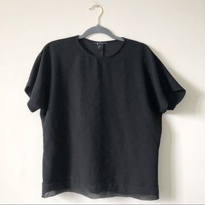 Forever 21 Boxy Fit Short Sleeve Top Tulle Hem